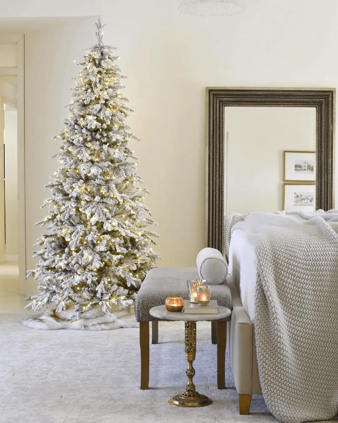 10' Queen Flock® Slim Artificial Christmas Tree 1000 Warm White LED Lights