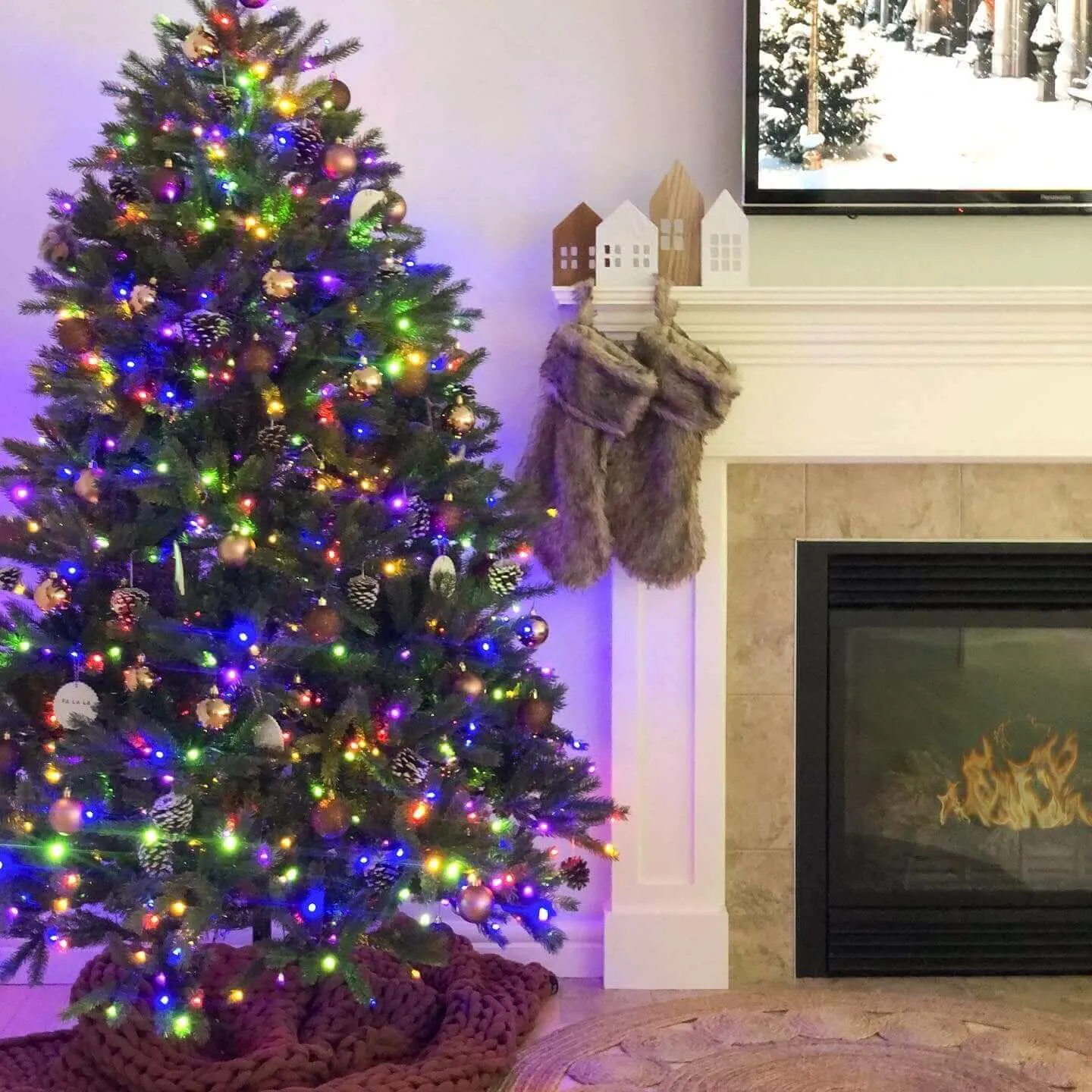12' King Fraser Fir Artificial Christmas Tree with 2300 Warm White & Multi-Color LED Lights