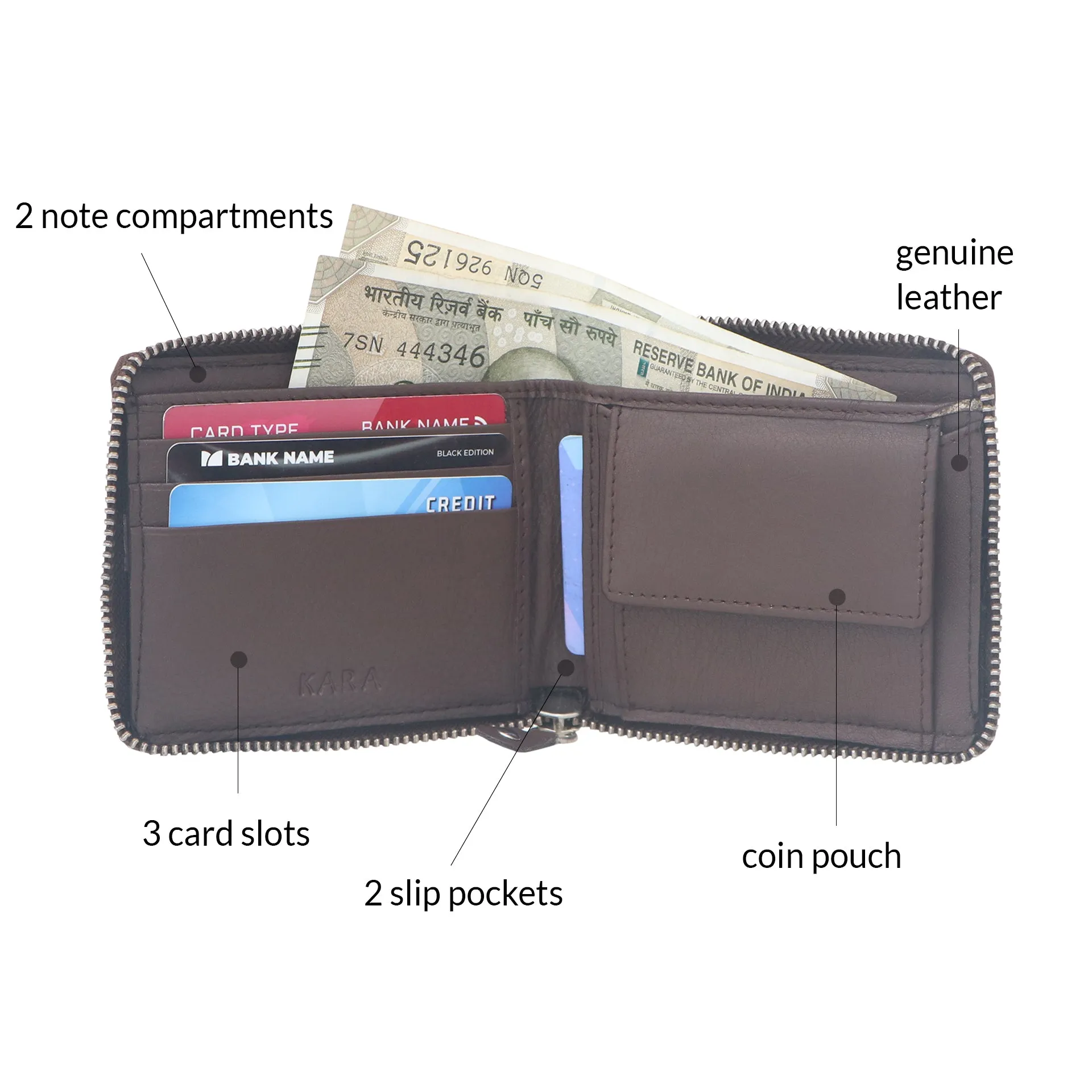 14089 Tan Zip Around Wallet