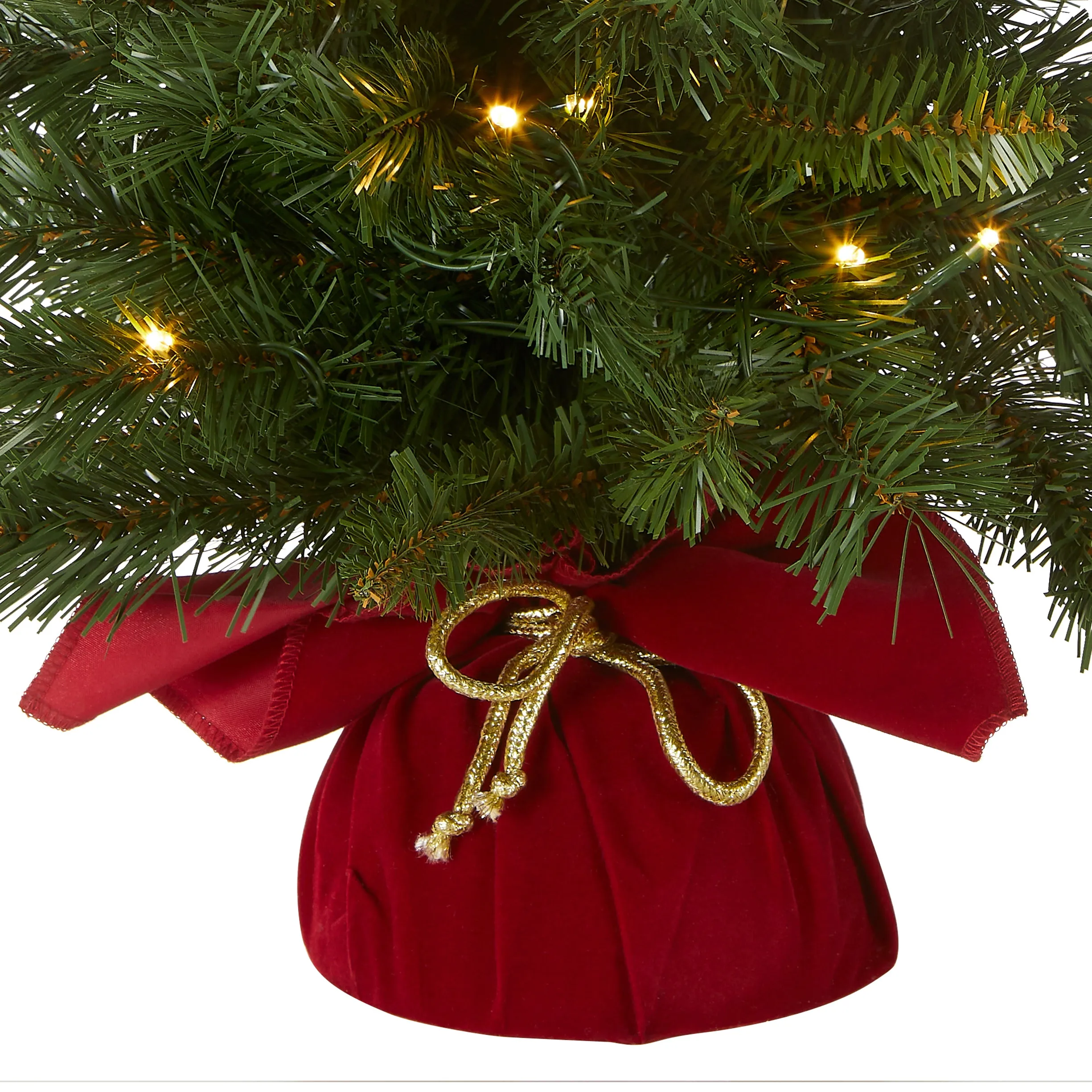 2 ft. Pre-Lit Majestic Fir Tree with LED Lights, Red Base