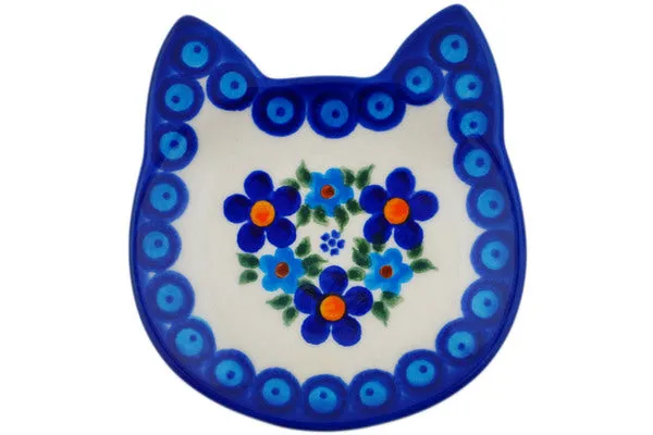 4" Tea Bag or Lemon Plate - Blue Floral Lace