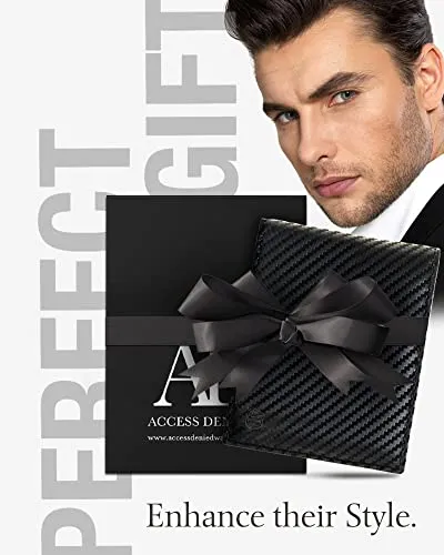 Access Denied Leather Slim Bifold Wallets For Men - Minimalist Card Holder Thin Mens Wallet RFID Gifts For Him