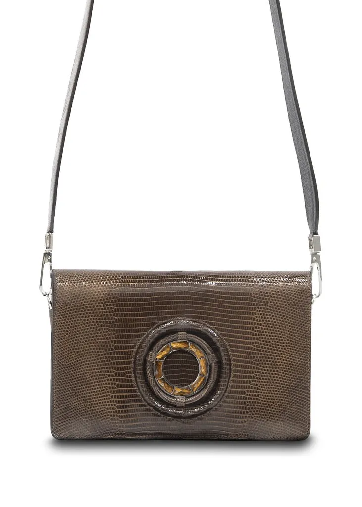 Anna Convertible Crossbody, Chocolate Lizard, Tiger Eye