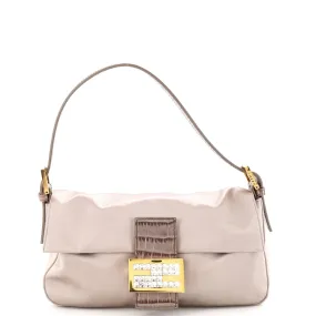 Baguette Bag Embroidered Satin with Crocodile Embossed Leather and Crystals