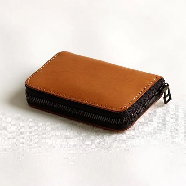 Bi-Fold Leather Compact Wallet, Made in Japan