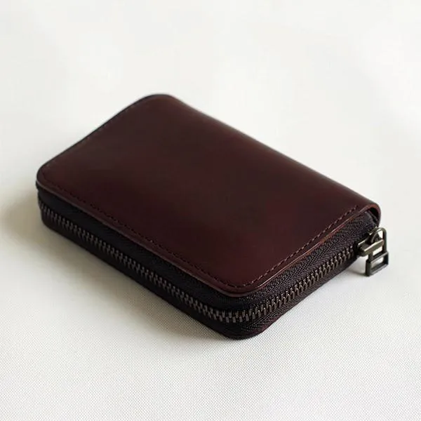 Bi-Fold Leather Compact Wallet, Made in Japan
