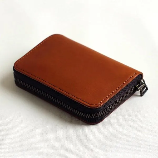 Bi-Fold Leather Compact Wallet, Made in Japan