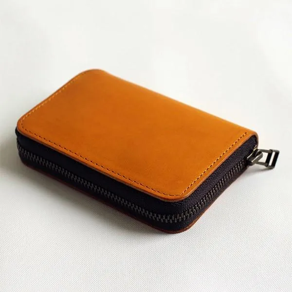 Bi-Fold Leather Compact Wallet, Made in Japan