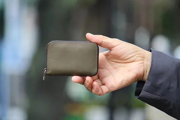 Bi-Fold Leather Compact Wallet, Made in Japan