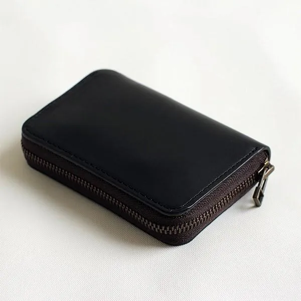 Bi-Fold Leather Compact Wallet, Made in Japan