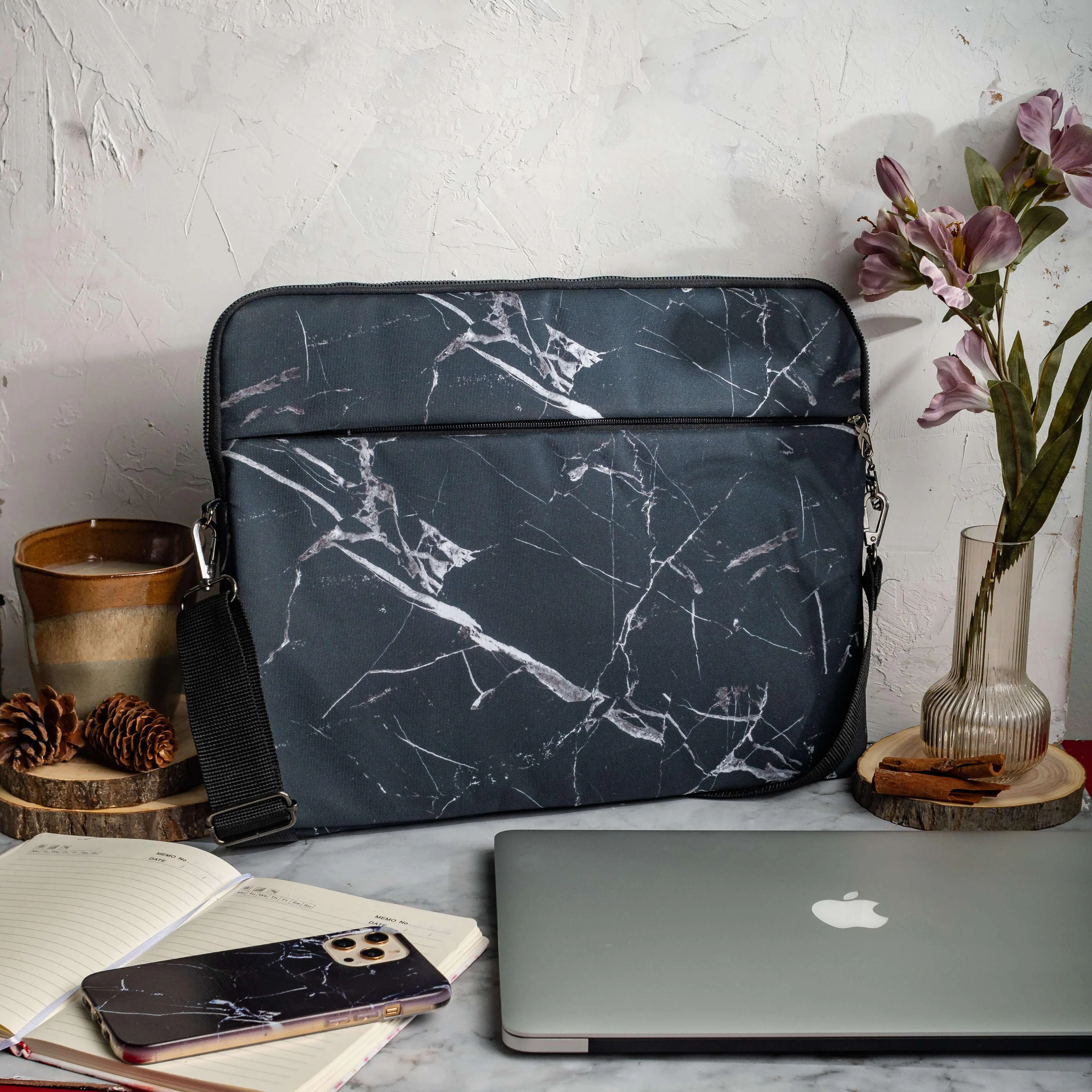 Black Marble Laptop Sleeve