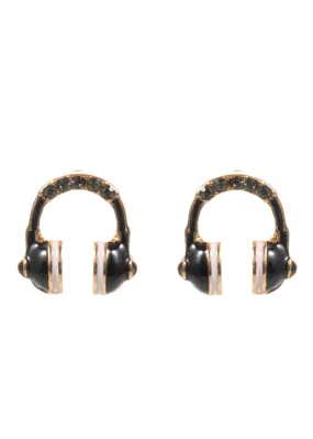 Black Music Headphone DJ Earrings