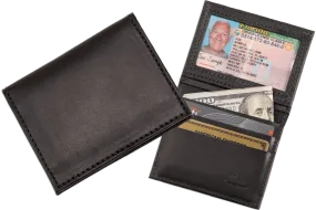 Black Premium Leather Bifold Credit Card Wallet With ID Window