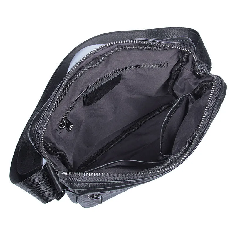 Black Top Grain Leather Shoulder Bag Men's Crossbody Bags Leather Satchel Bag 1045A