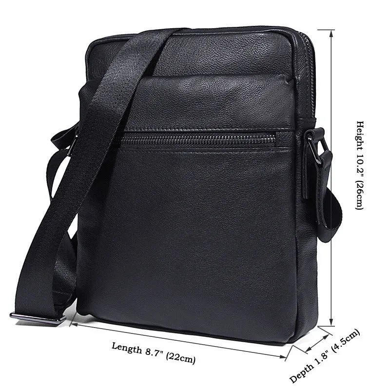 Black Top Grain Leather Shoulder Bag Men's Crossbody Bags Leather Satchel Bag 1045A