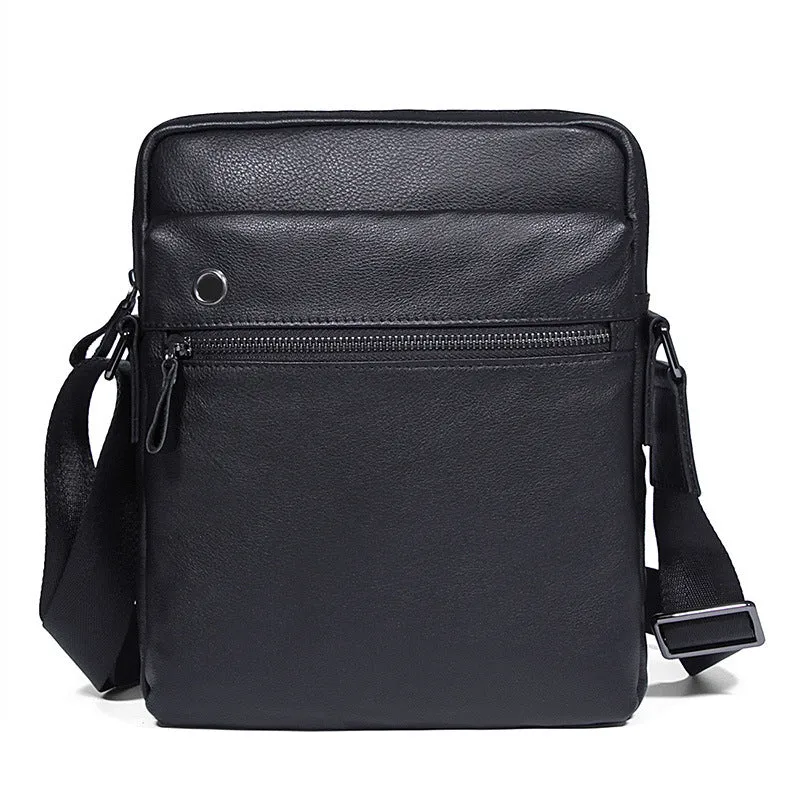 Black Top Grain Leather Shoulder Bag Men's Crossbody Bags Leather Satchel Bag 1045A