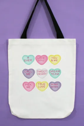 Candy Hearts Valentines Tote Bag