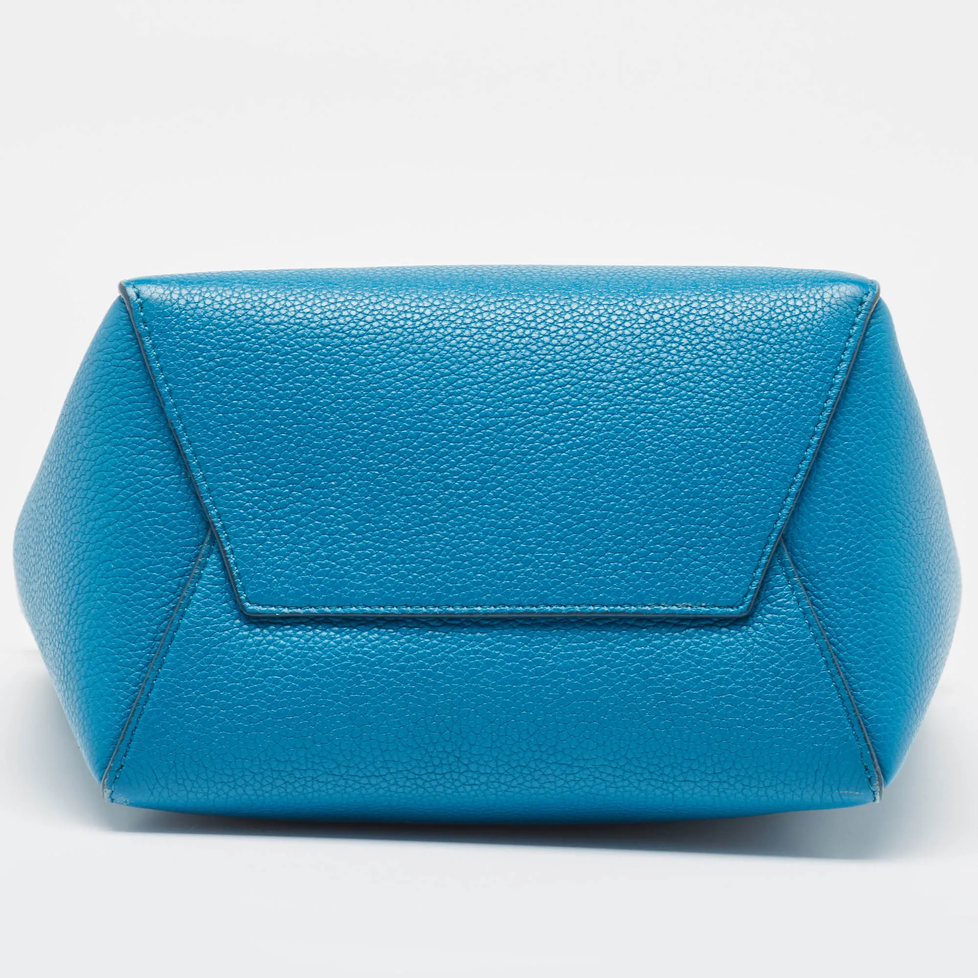 CELINE Blue Leather Small Sangle Bucket Bag