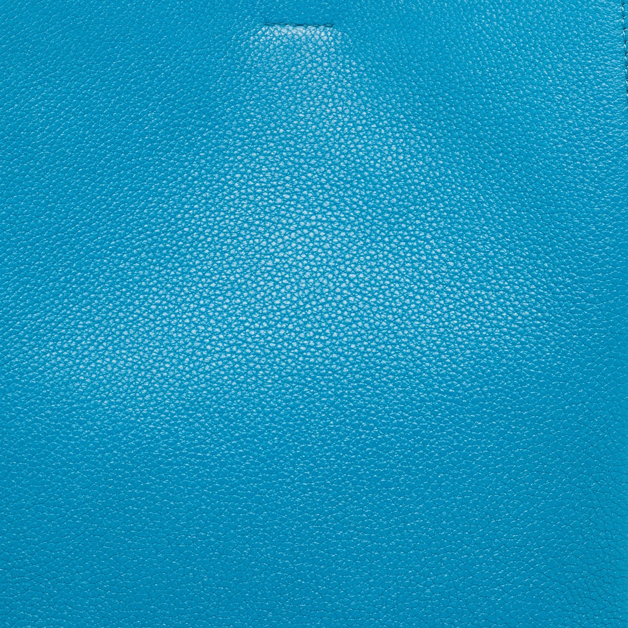 CELINE Blue Leather Small Sangle Bucket Bag