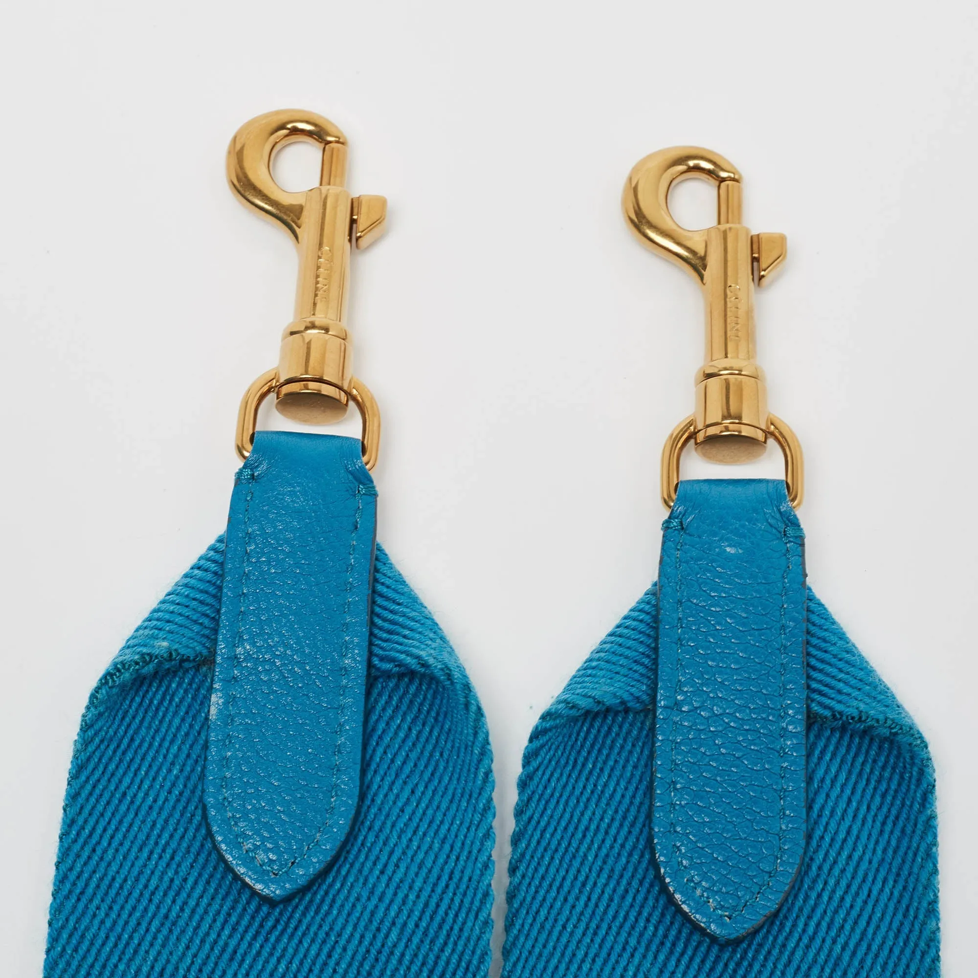 CELINE Blue Leather Small Sangle Bucket Bag