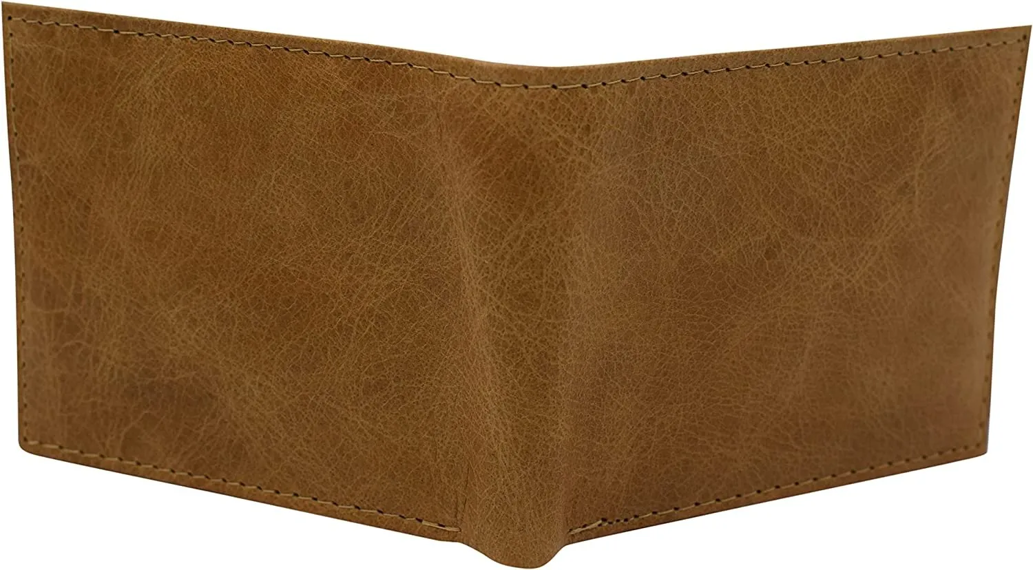 Cowhide Leather Mens RFID Blocking Flap Up ID Window Bifold Tan Wallet for Men