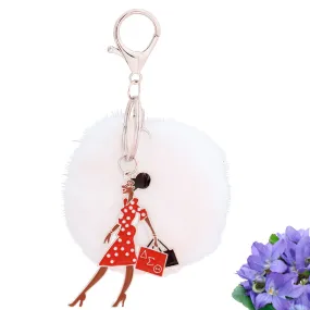Delta Sigma Theta / DST Sorority Inspired Glam Gal Pom Pom Keychain Women