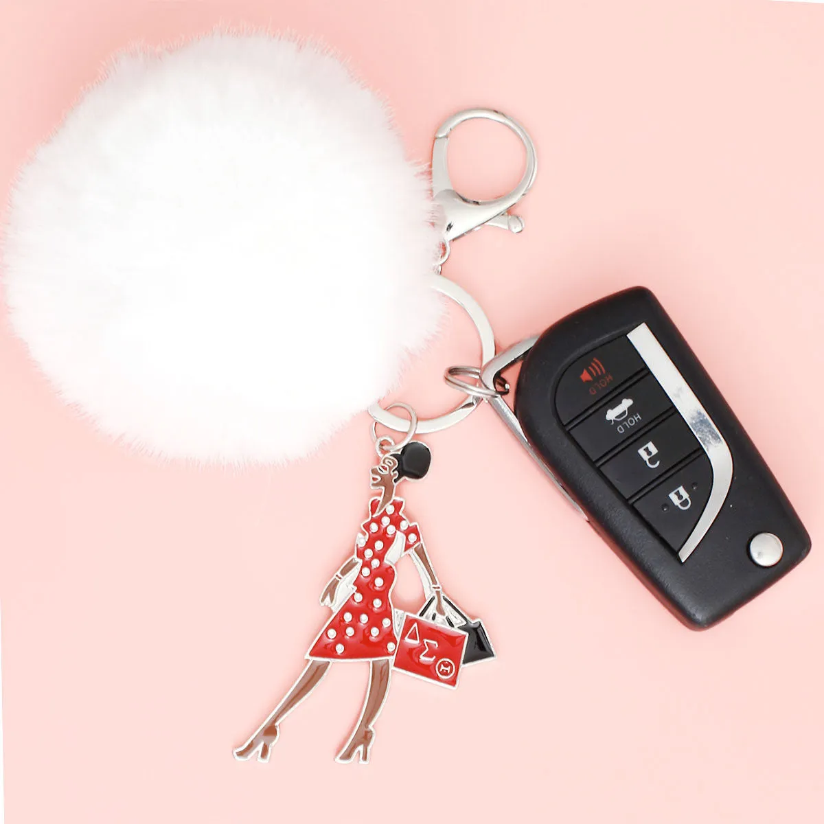 Delta Sigma Theta / DST Sorority Inspired Glam Gal Pom Pom Keychain Women
