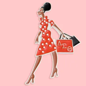 Delta Sigma Theta / DST Sorority Inspired Glam Gal Shopping Brooch for Women