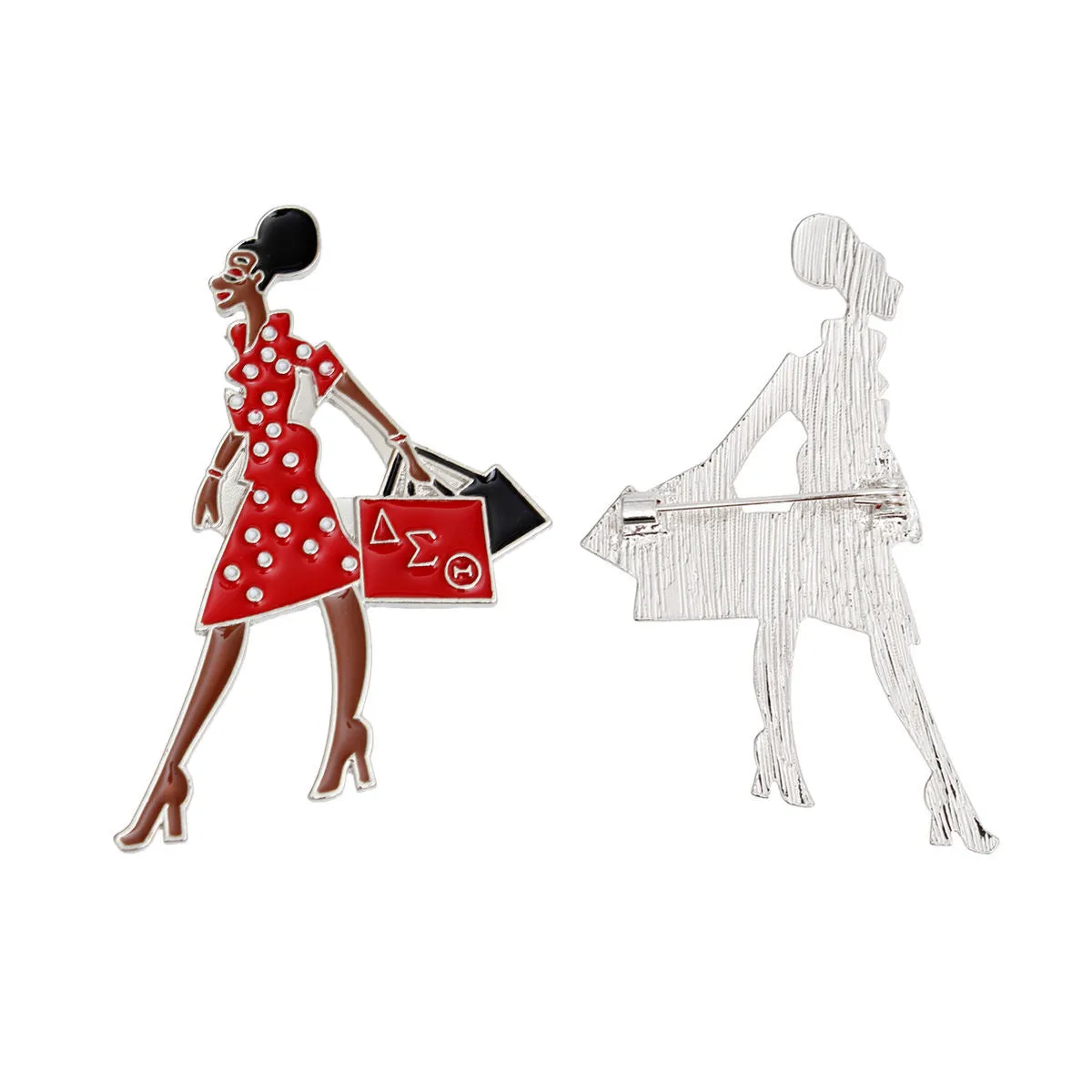 Delta Sigma Theta / DST Sorority Inspired Glam Gal Shopping Brooch for Women
