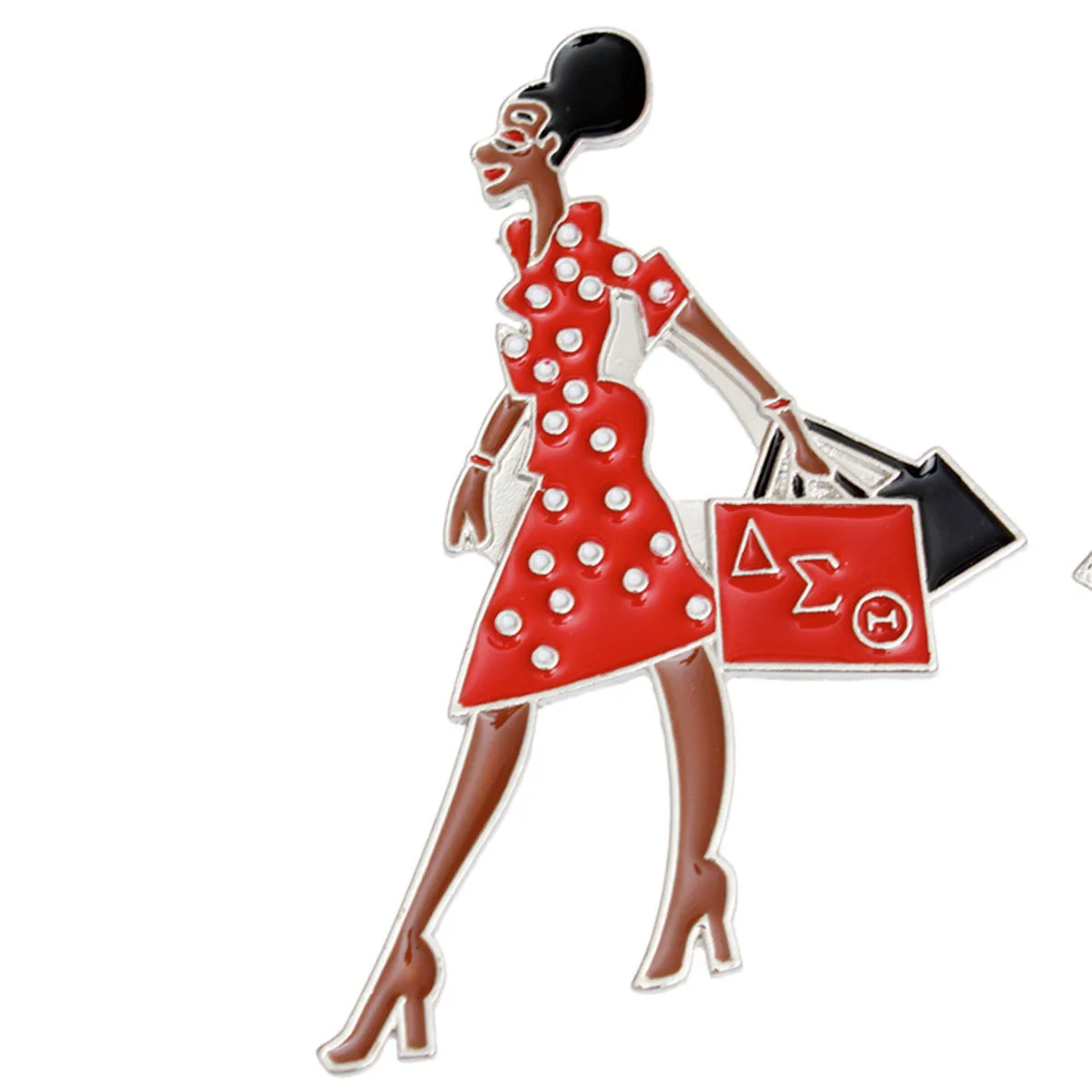 Delta Sigma Theta / DST Sorority Inspired Glam Gal Shopping Brooch for Women
