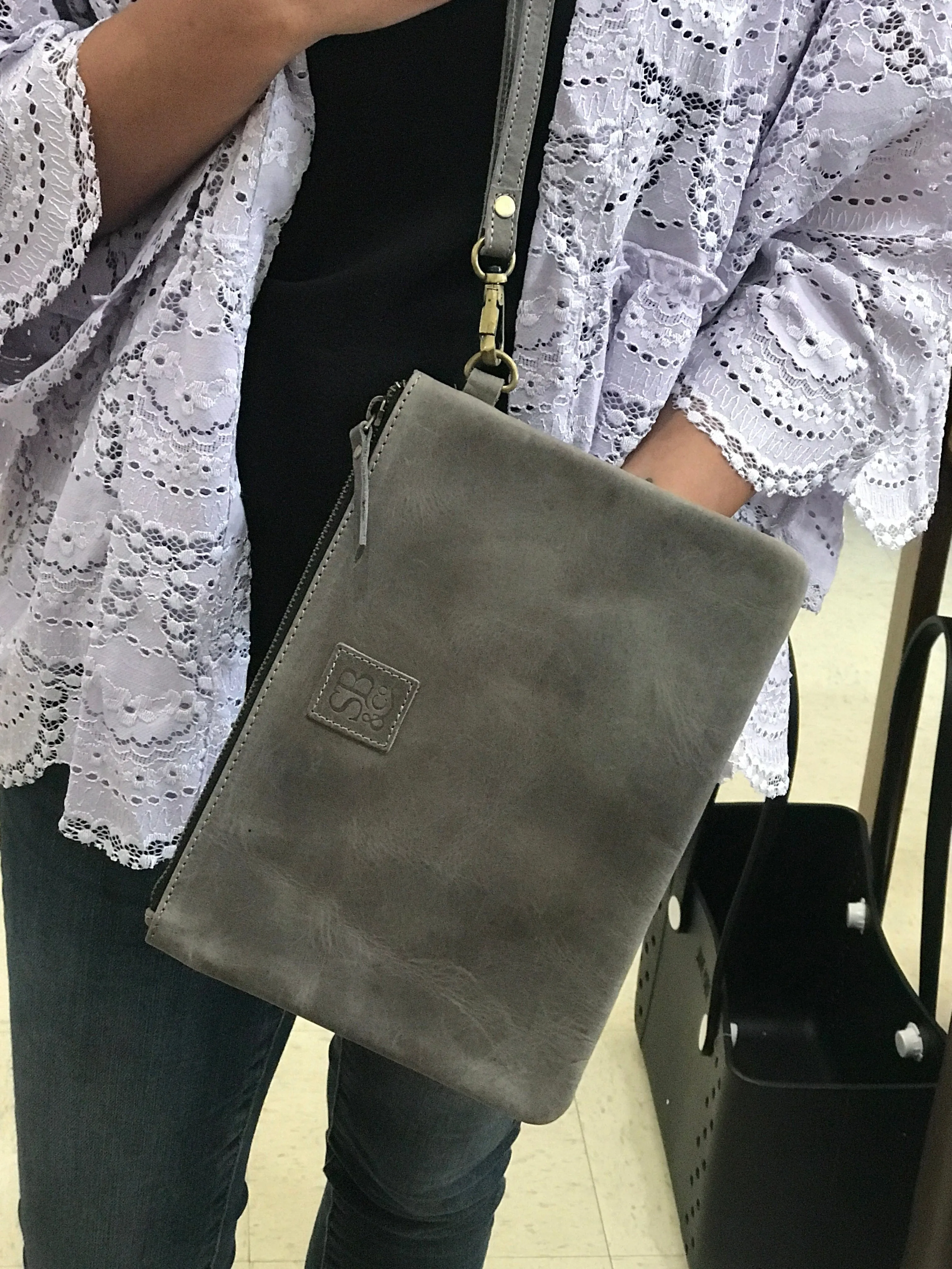 Distressed Leather Wristlet
