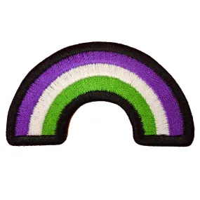 Genderqueer Rainbow Shaped Embroidered Iron-On Patch