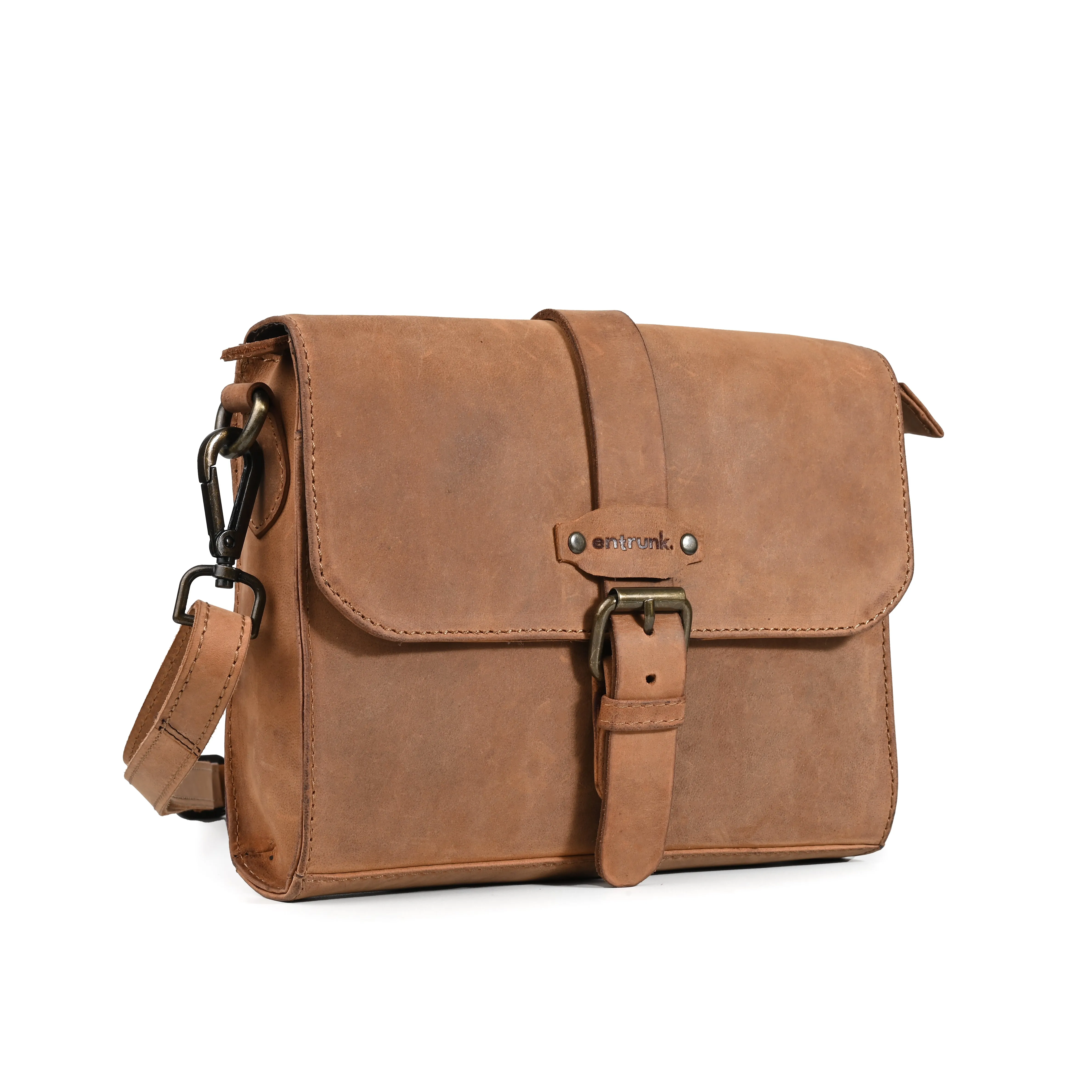Genuine Premium Leather Bag for Men - Office Bag, Tan Color - Messenger Bags/Leather Bag for Men And Women With Adjustable Shoulder Strap