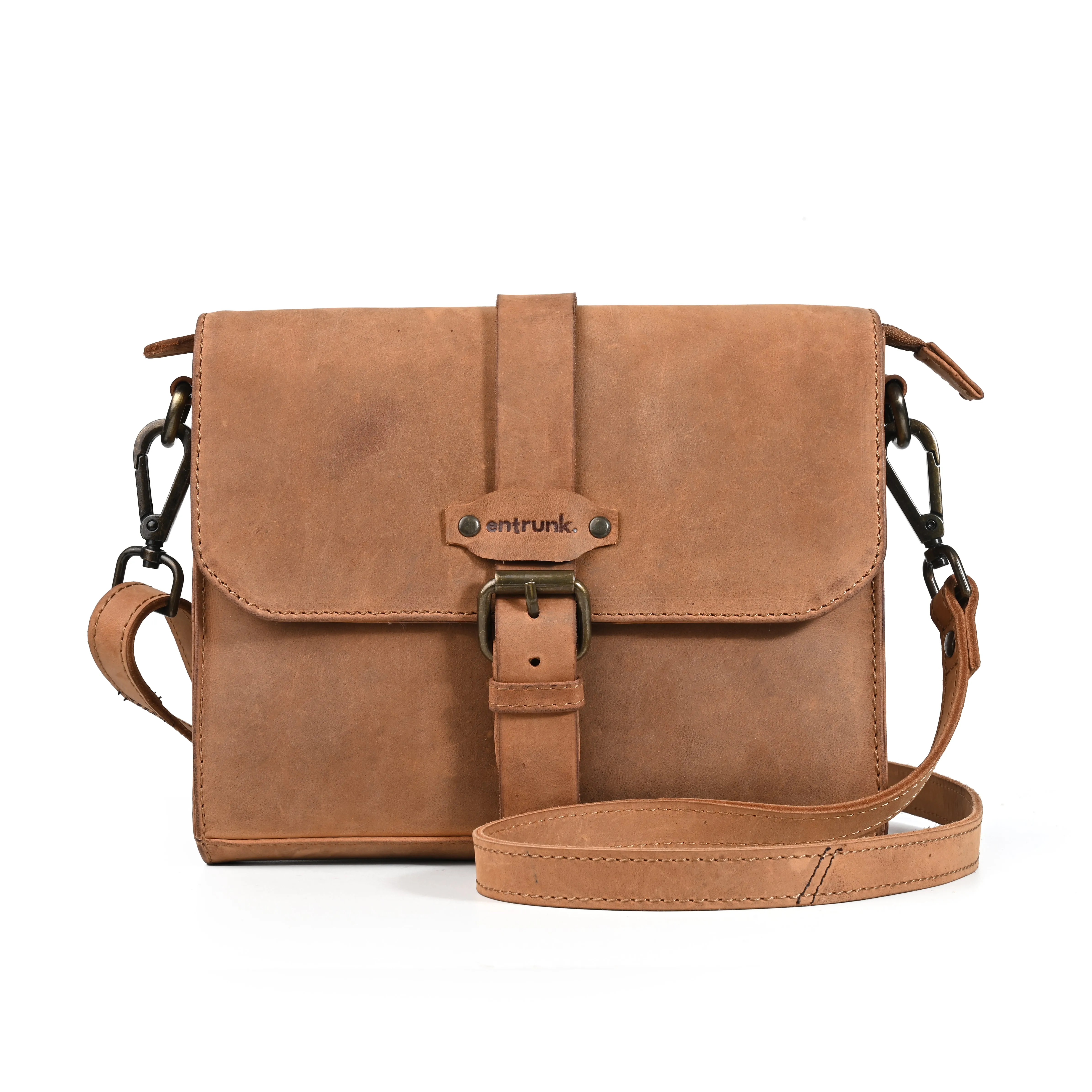 Genuine Premium Leather Bag for Men - Office Bag, Tan Color - Messenger Bags/Leather Bag for Men And Women With Adjustable Shoulder Strap