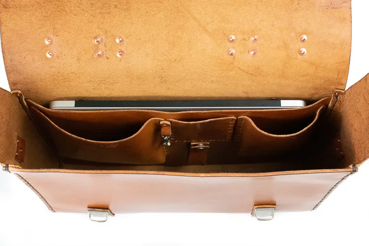 H B LEATHER BAG | CLASSIC BUCK BROWN LEATHER BAG