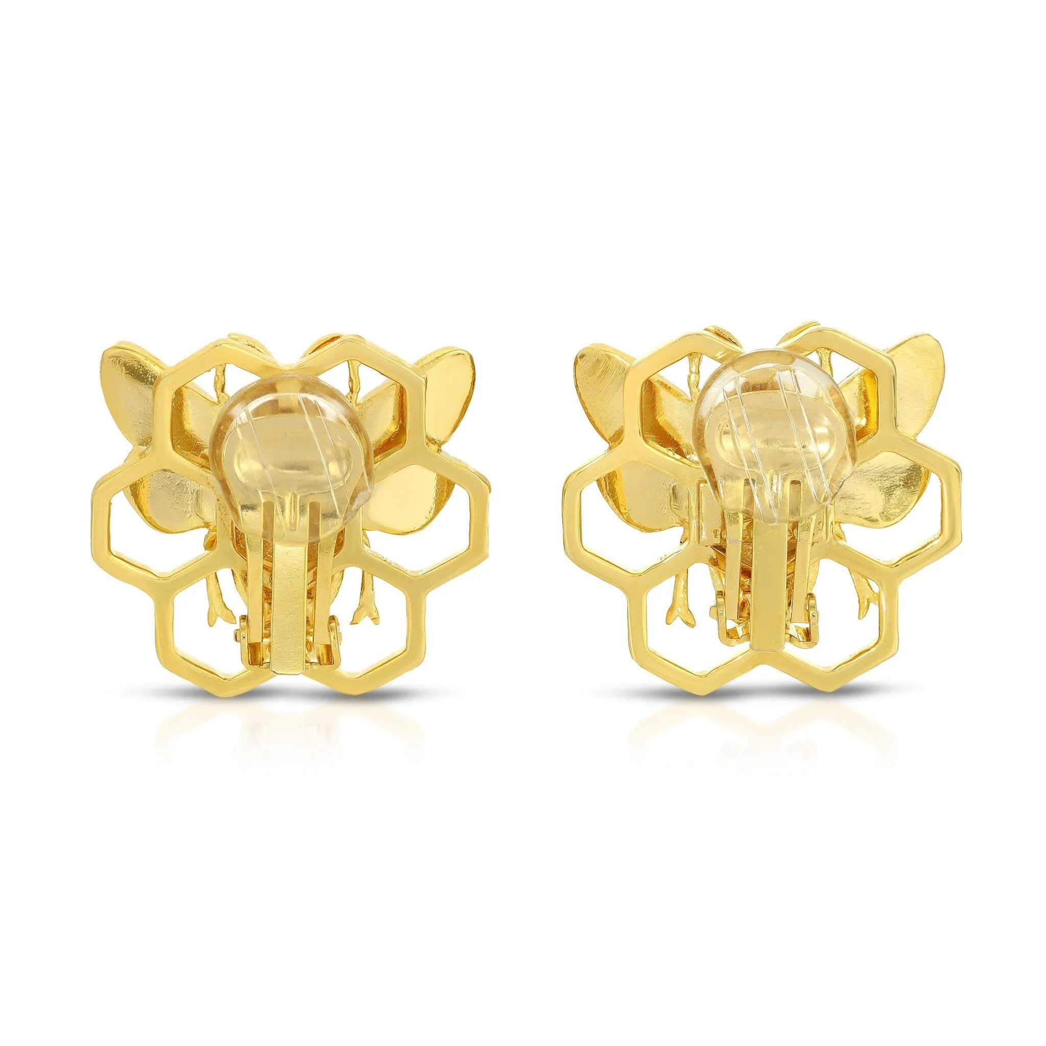 Honeycomb Bee Mother of Pearl Earrings