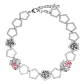 Honeycomb Strand Rhodium Plated Necklace