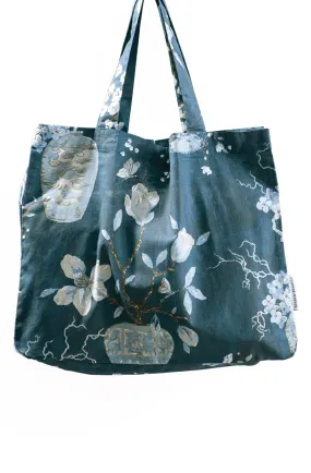 ikebana teal tote bag
