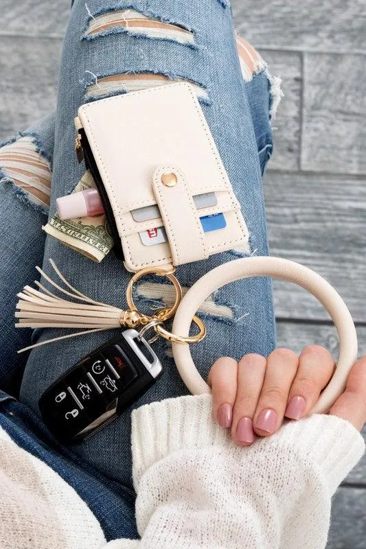 Key Ring Wallet Bracelet Id Zip Up
