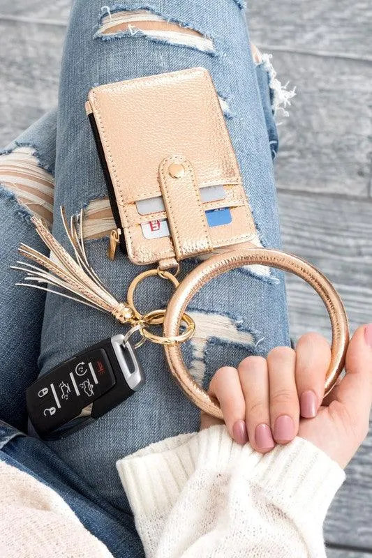 Key Ring Wallet Bracelet Id Zip Up