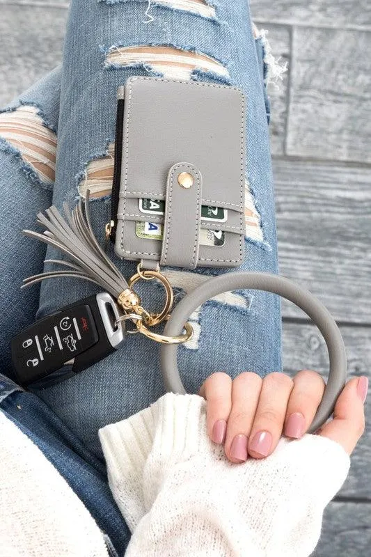 Key Ring Wallet Bracelet Id Zip Up
