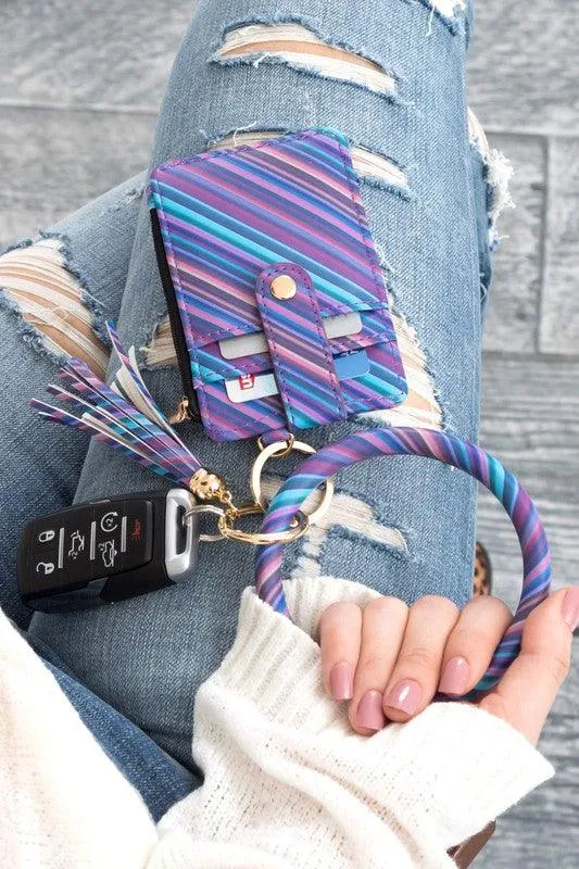 Key Ring Wallet Bracelet Id Zip Up