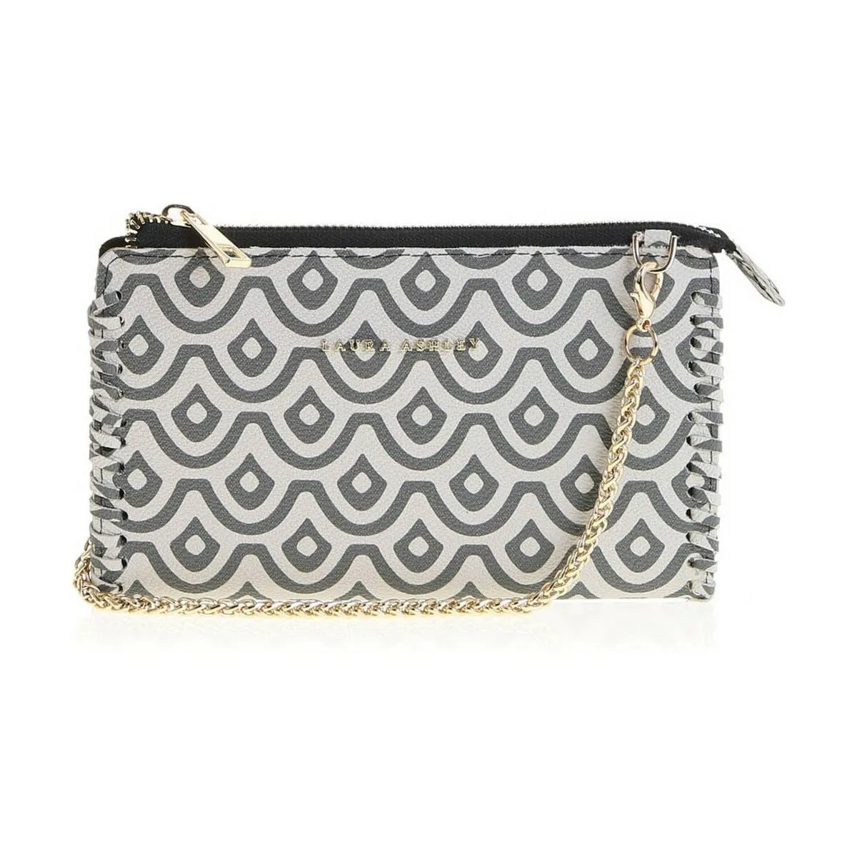 Laura Ashley Monogram Zip Wallet with Strap Grey