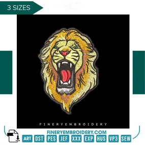 Lion headl embroidery design