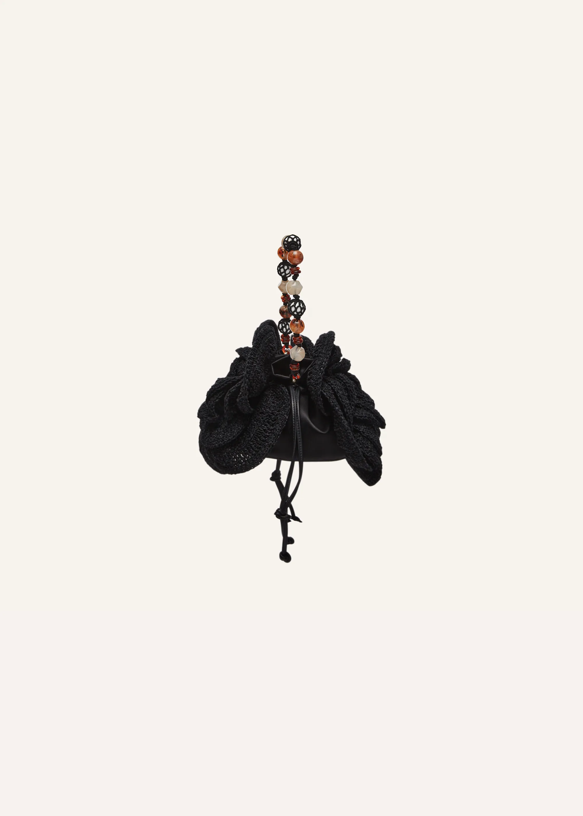 Magda bag beads strap in black crochet