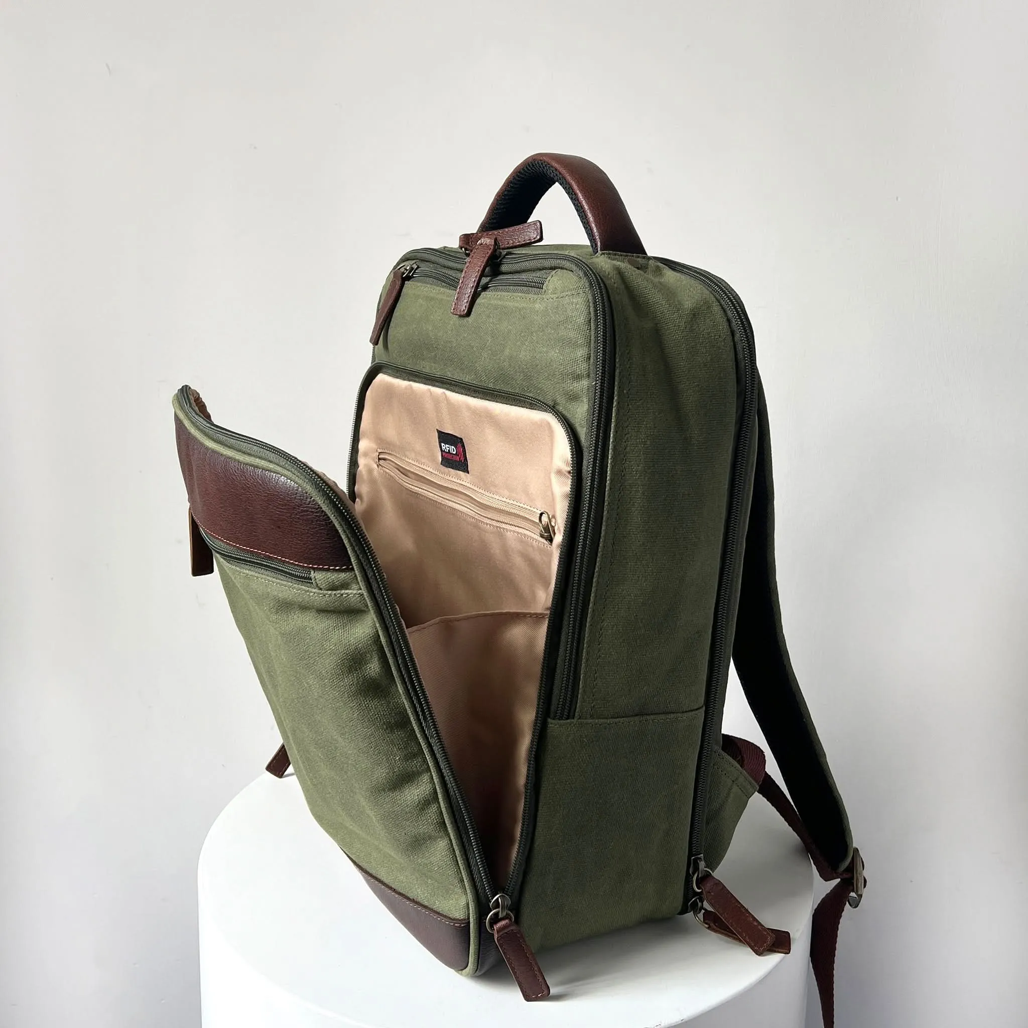 Maxwell Waxed Canvas with Leather Backpack