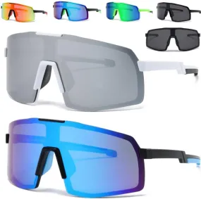 Mens Polarized Sports Shield Sunglasses Oversize Large One Piece Polarised Lens