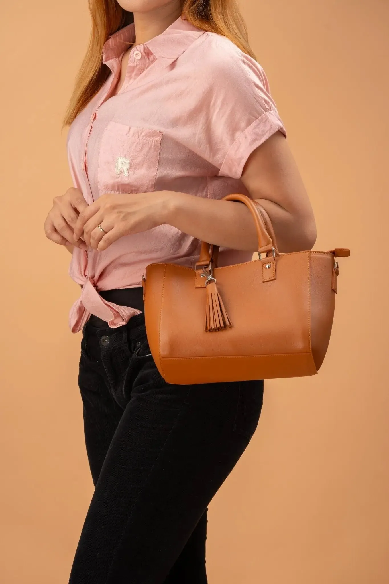 MINERVA Top Handle Sling Bag in Tan Brown