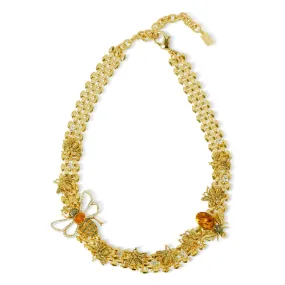 Multi Bee Strand Necklace Topaz and Mother of Pearl