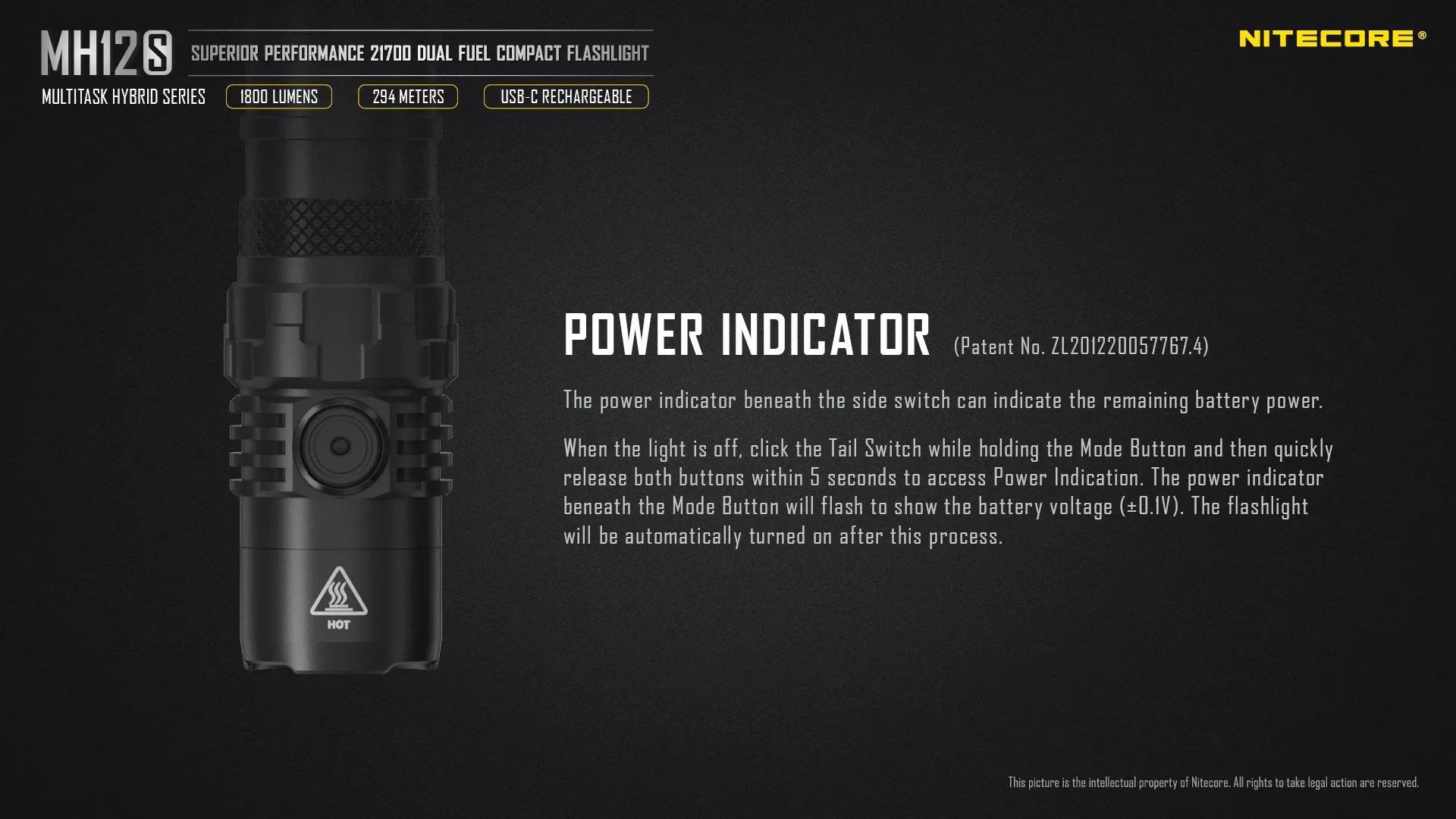 Nitecore MH12S Dual Fuel Compact Flashlight